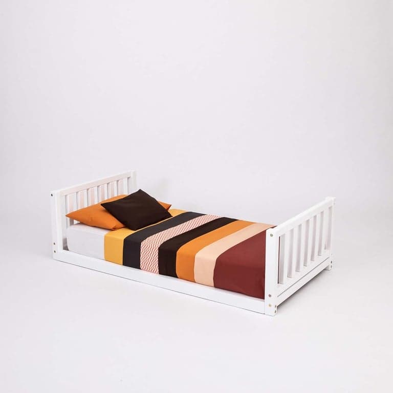 Sweet Home From Wood Eenpersoons Vloerbed met Hoofd- en Voeteneind Wit