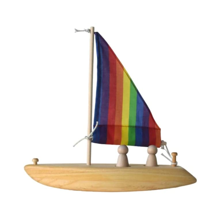 Bella Luna Toys Houten Speelgoed Zeilboot Regenboog