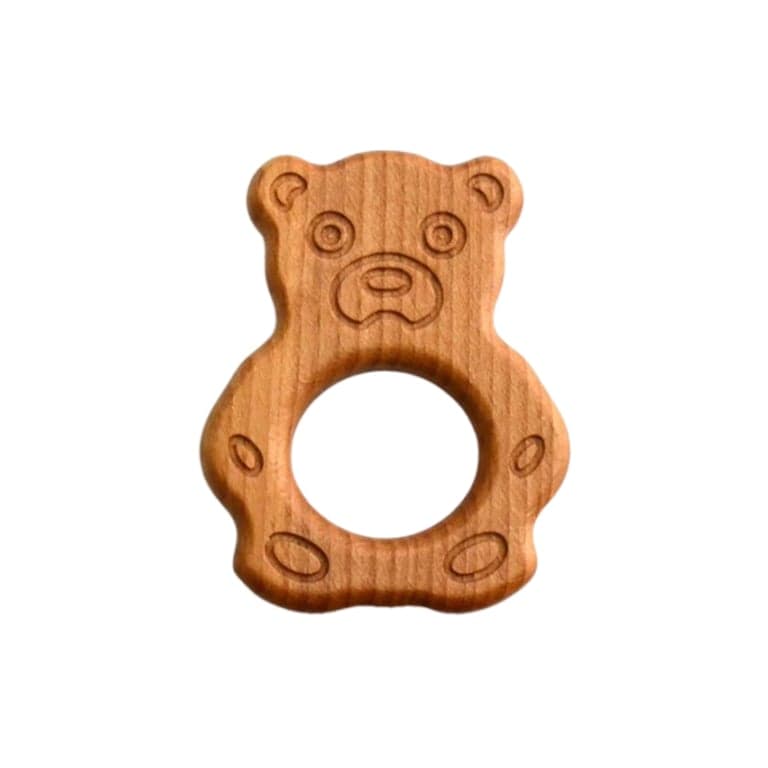 PoppyBabyCo Organisch Wooden Teether Speelgoed Beer