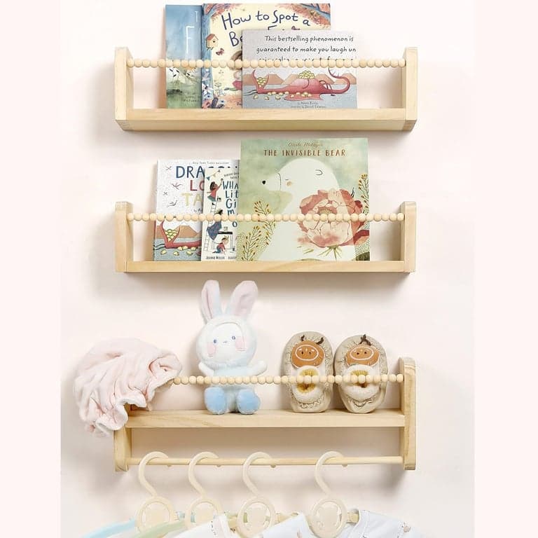 Maxpeuvon Hangende Boekenplank Naturel Set van 3