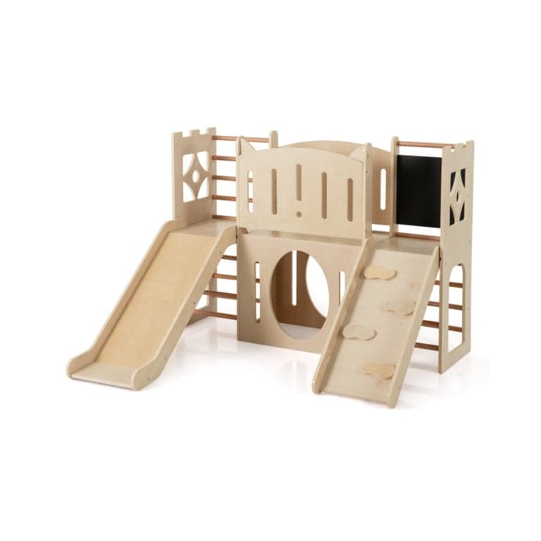 Costway 8-in-1 Houten Binnenspeeltuin met Klimrek en Krijtbord