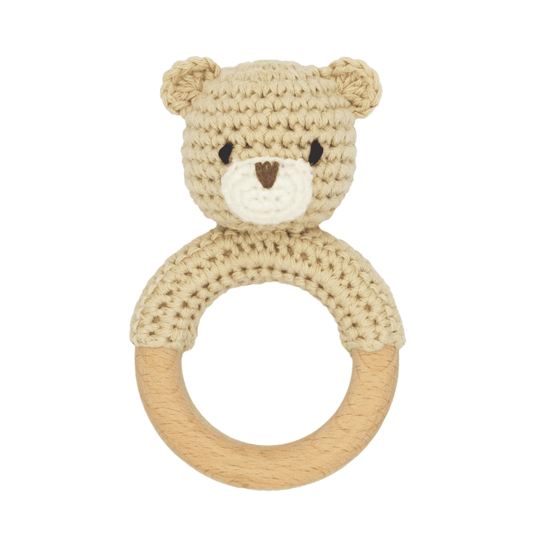 Joliecraft Houten Baby Ring Rammelaar Beer