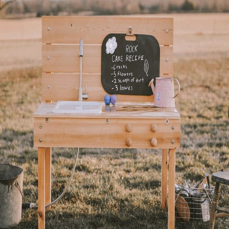 GCR Wooden Creations Modderkeuken en Watertafel met Kraan Handgemaakt in USA
