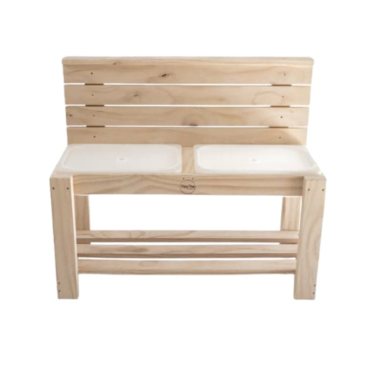 Pippy Play Designs Medium Sensory Mud Kitchen 2 Kuipjes met Deksels en Helderglanzende Vernisbehandeling